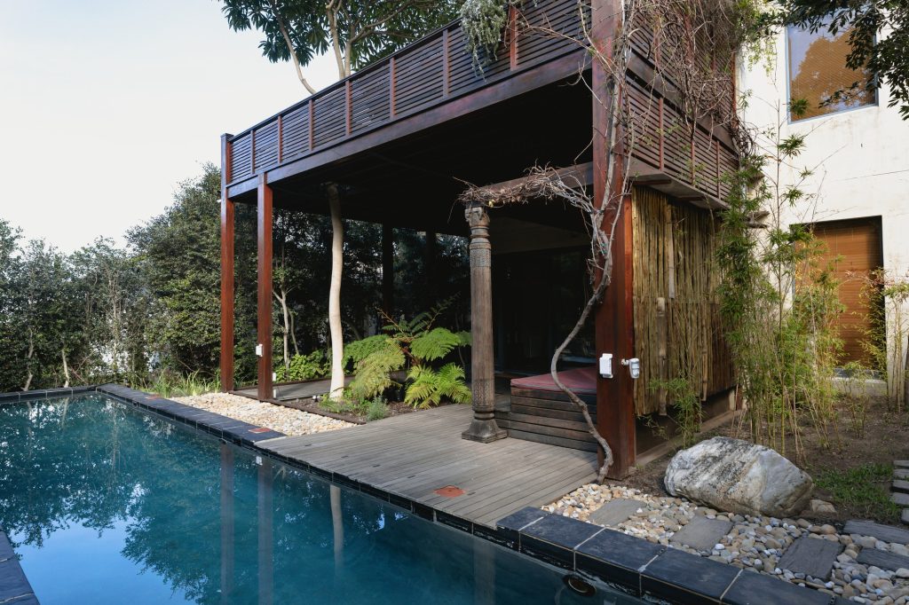View of the beautiful, modern terrace and swimming pool