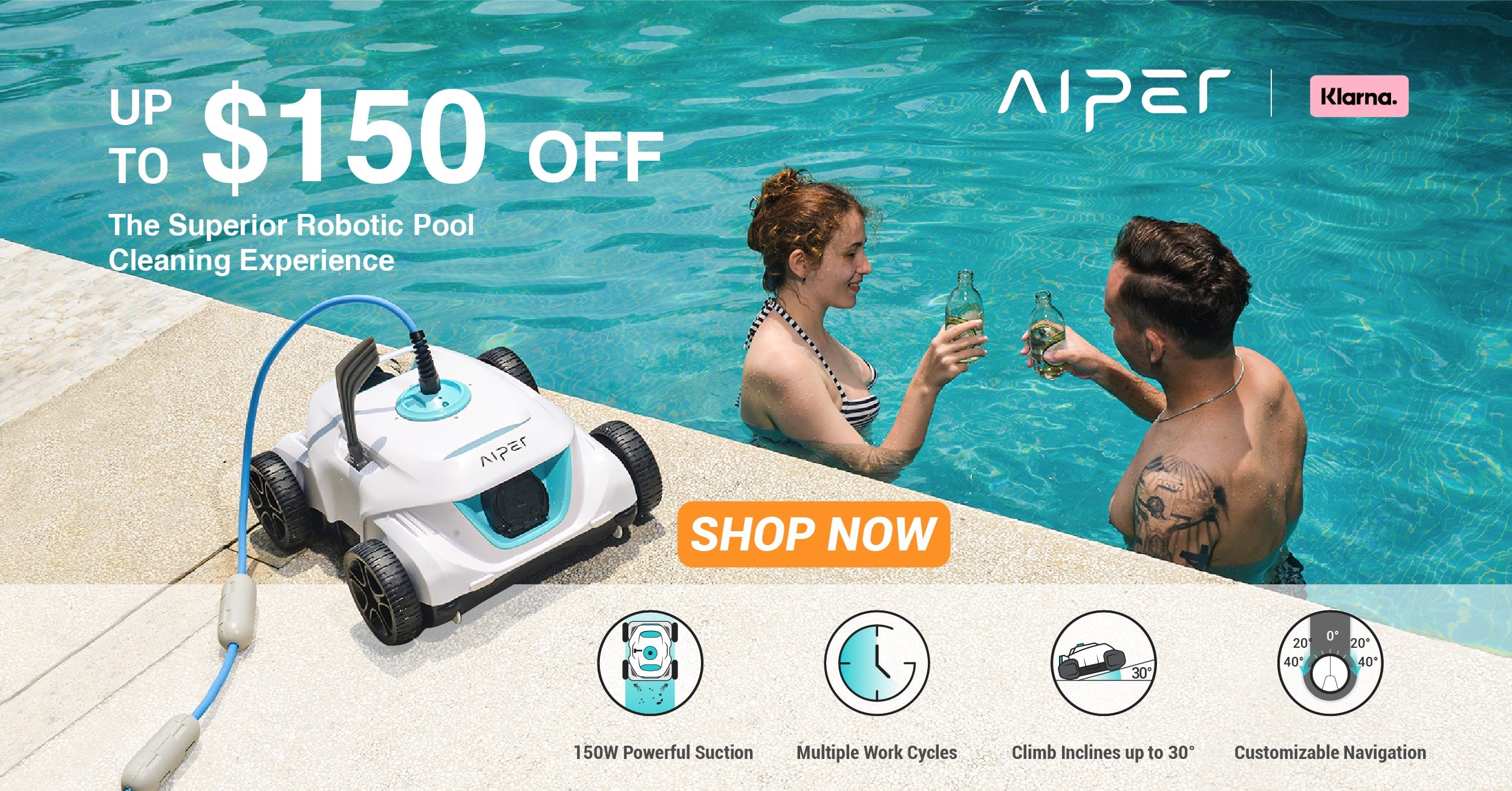 Mate Automatic Robotic Pool Cleaner Save $150