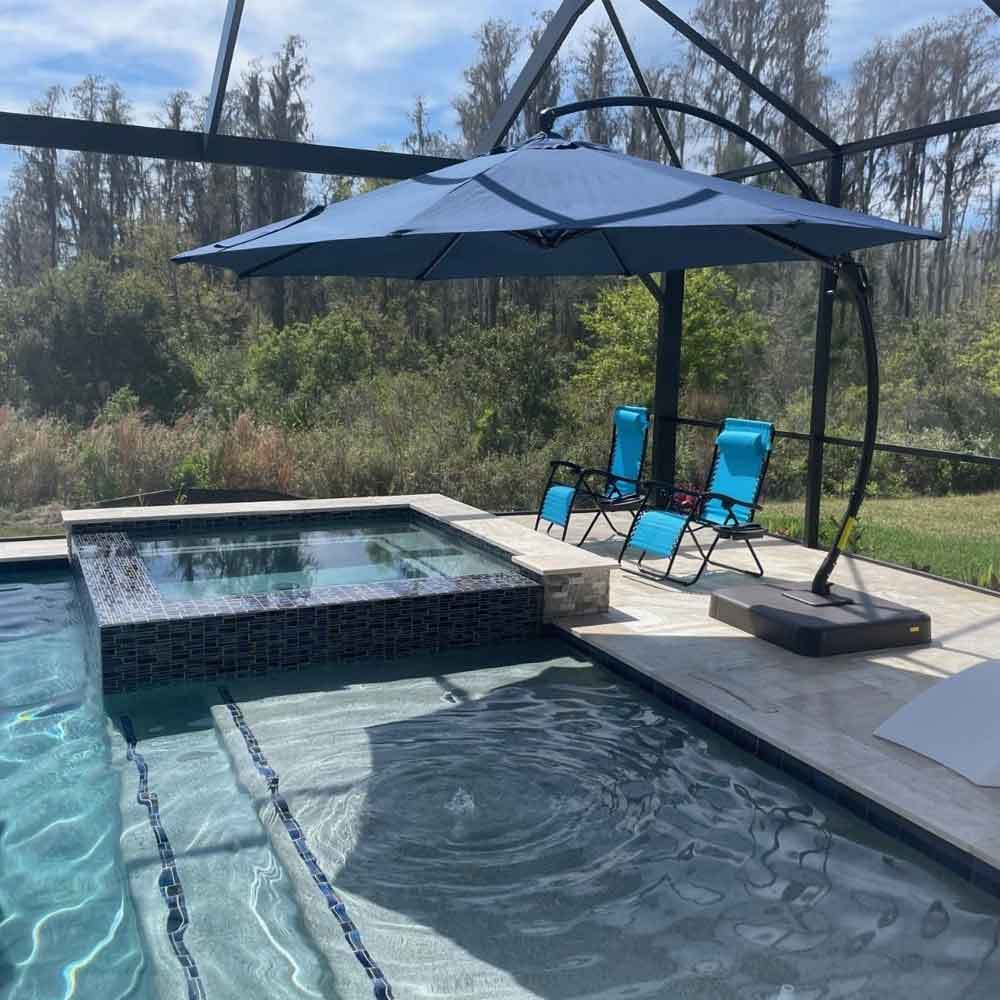 Lausaint Home: 11ft Pool & Patio Curvy Umbrella with Base Included