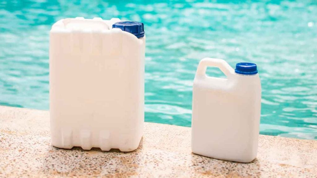 Jugs of liquid chlorine