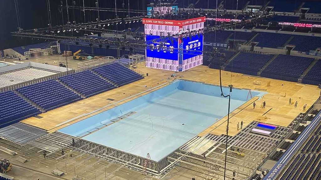 Lucas Oil Stadium's pool transformation is complete. Photo Credit: lucasoil.stadium