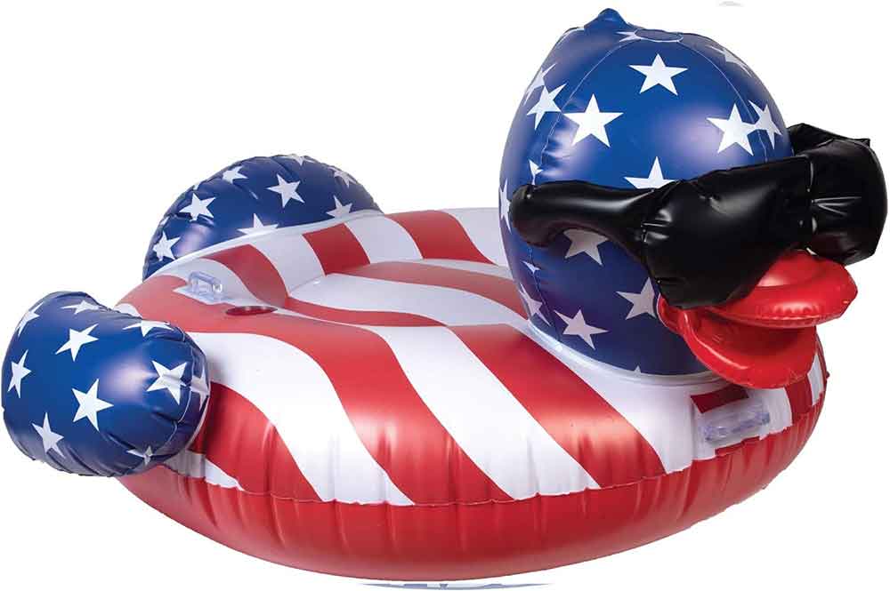 Derby Duck Stars & Stripes, Large, Holds Up to 250 Pounds Pool Float