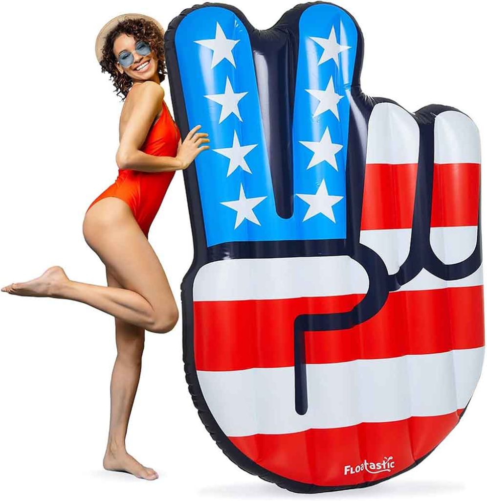 American Flag - Peace Sign Pool Float for Fun - Adult Size Pool Lounger