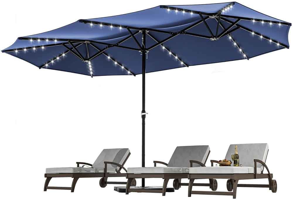 15ft Pool & Patio Umbrella w/ Solar Lights by Yita Home