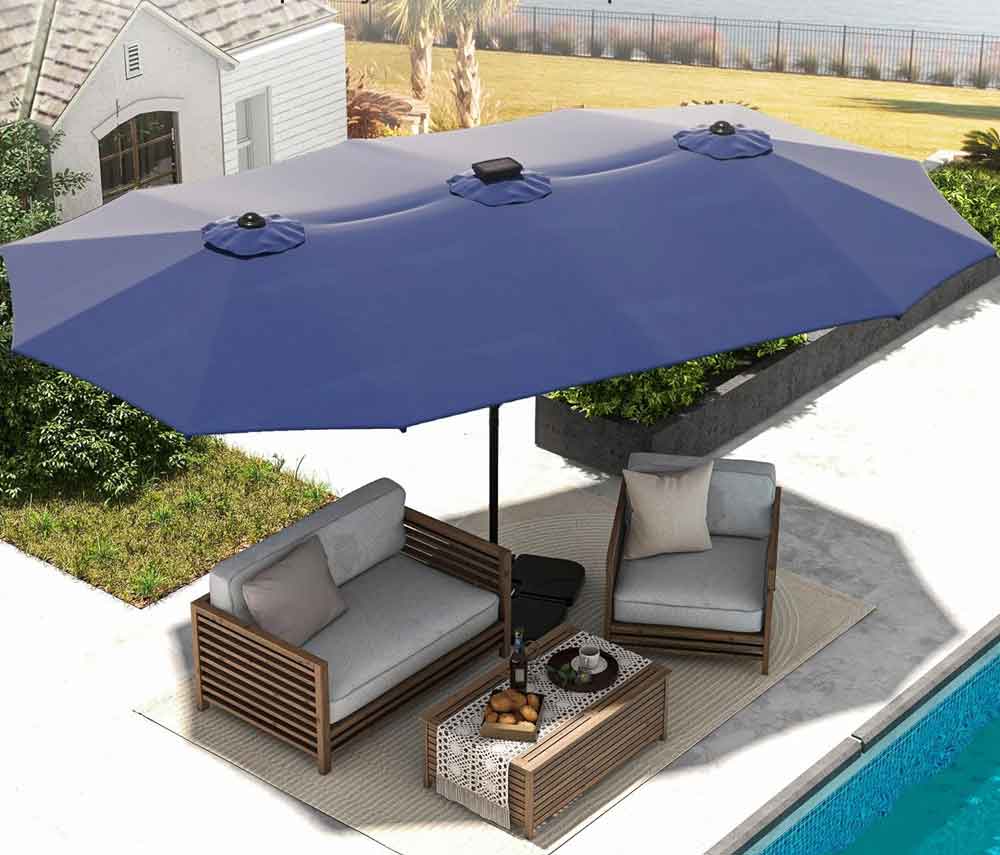 Yita Home: 15ft Pool & Patio Umbrella w/ Solar Lights