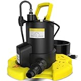 QIOMALA 2 HP Automatic Pool Cover Pump, 5500GPH Sump Pump Submersible Water Pump for Pool Draining with 33ft Power Cord for Garden Pond