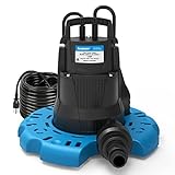 Acquaer 1/4 HP Automatic Swimming Pool Cover Pump, 115 V Submersible with 3/4” Check Valve Adapter & 25ft Power Cord, 2250 GPH Water Removal for Pool, Hot Tubs, Rooftops, Water Beds and more