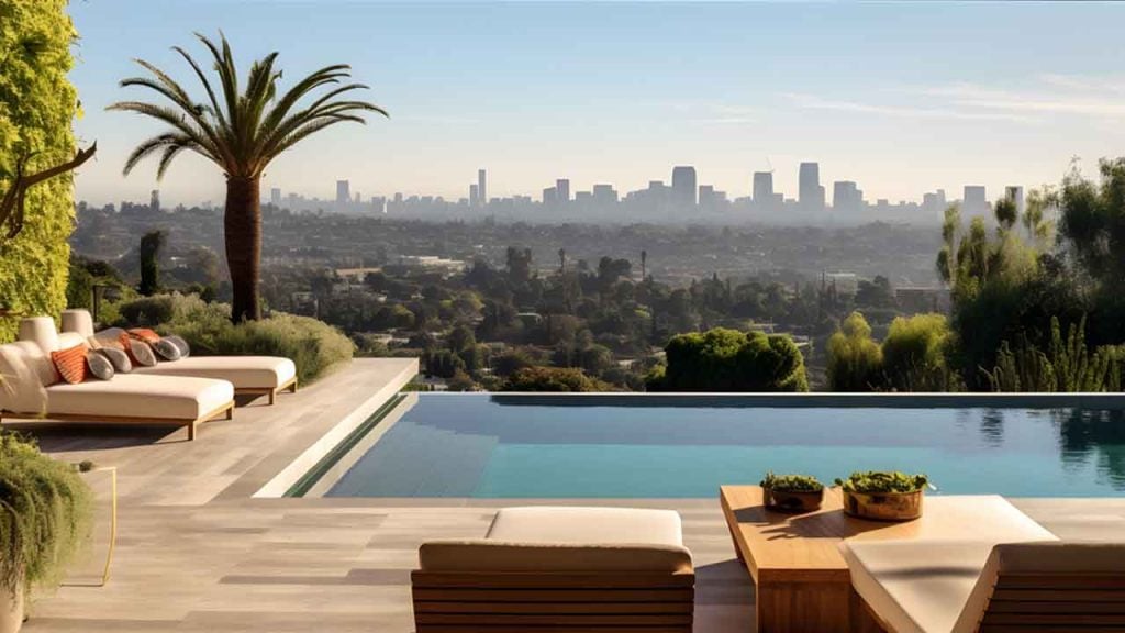 Rockstar pools: Dave Grohl's pool overlooks the L.A. skyline | Photo Credit: Gigwise