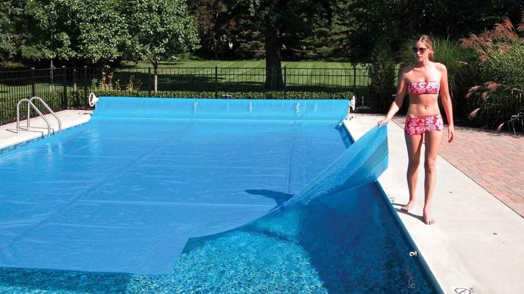 A solar pool cover can help extend the pool season into the autumn months.